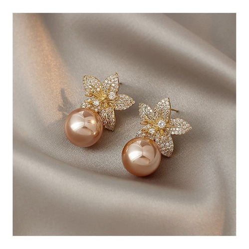 Imagen 4 de 5 de Aros Flor Perla Rosa