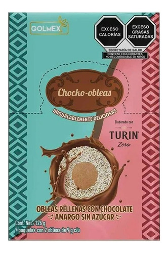 Dulce Obleas Golmex Chocolate Amargo Sin AzĂșcar 2 Pza