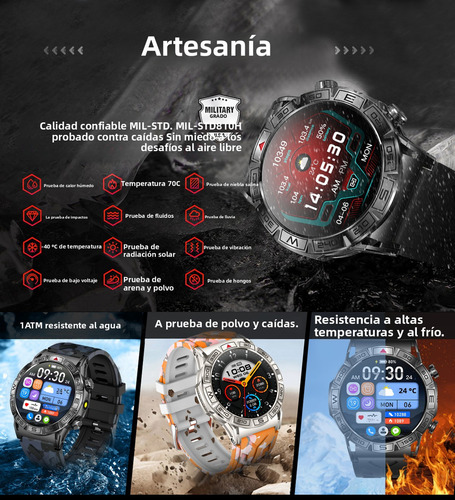Relojes Inteligentes Bluetooth Smart Call Led Pantalla Táctil 450mah Alta Capacidad Alto Voltaje 1.43'' Hancdon Kc80 Reloj Inteligente Navegación Precisa Y Comunicación Cómoda