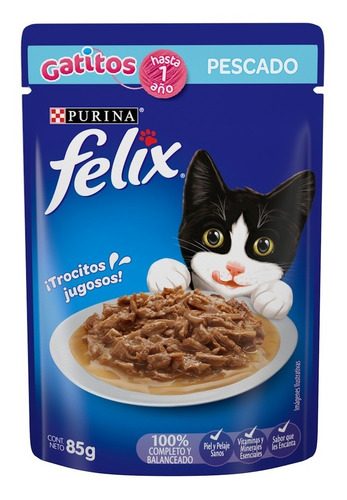 Alimento Húmedo Sobre Purina Felix Gatito  Sabor Pescado 85g