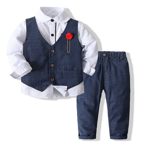 Traje De Vestir Formal Para Niños 3pcs Estilo Coreano