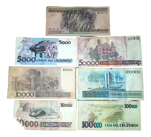 Siete Billetes Cruzeiros Distintos Valores Ver Descripción (Usado)