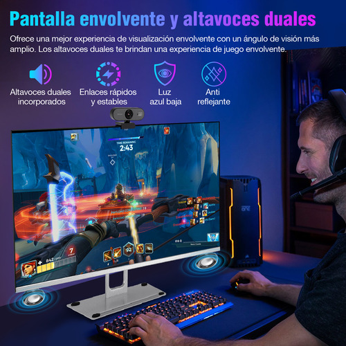 27'' All In One Pc Computador Core 16gb Ram+512gb Ssd+Cámara, All In One Pc Computador con HDMI, Bluetooth 4.1, WiFi de Doble Banda, Mouse y Teclado Inalámbricos para Trabajo, Estudiar y Juegos