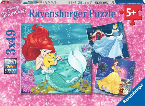 Rompecabezas: Disney Princesas 3pack 49pz Ravensburger Ariel