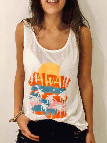 Musculosa Mujer. Playera Holgada Con Estampa