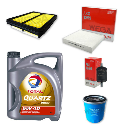 Kit 4 Filtros + 4l Aceite Total 5w40 Nissan Kicks 1.6