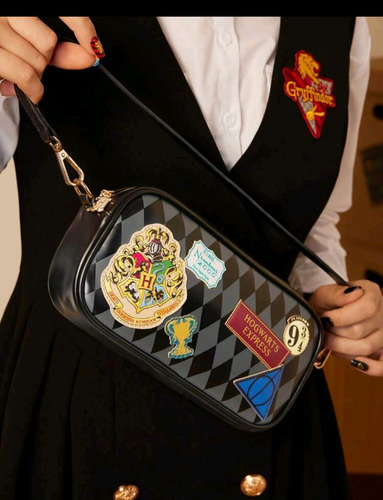 Bolso De Dama Harry Potter Expreso De Hogwarts Negro Geométrico Níquel Negro