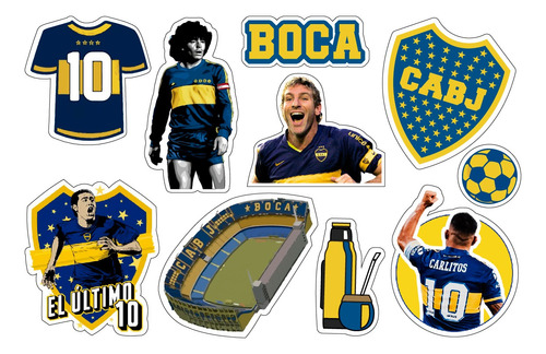 Stickers Calcos Boca Juniors Autoadhesivos Vinilos X 10 Unid