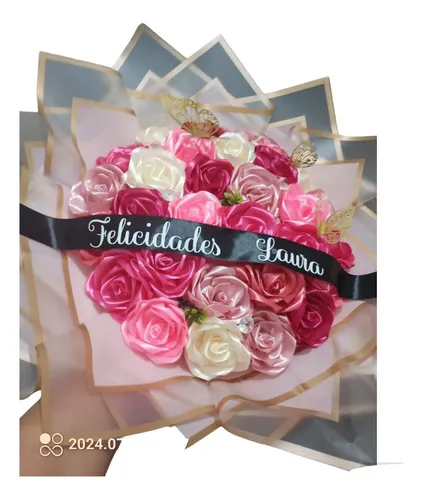 comprar Ramo De Rosas Eternas Con Listón De Dedicatoria 15 Rosas