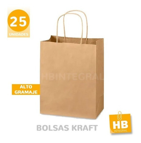 Imagen 4 de 7 de Bolsa De Papel Madera Kraft Marron Grande 50x45x15 X25u