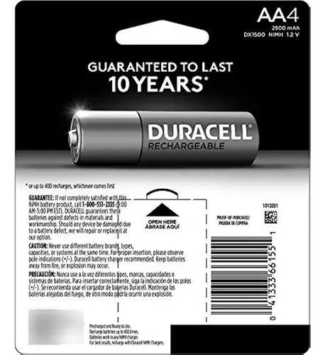 Pilas Recargables Aa Duracell Aarechx4 Aa 4 Unidades 1 1