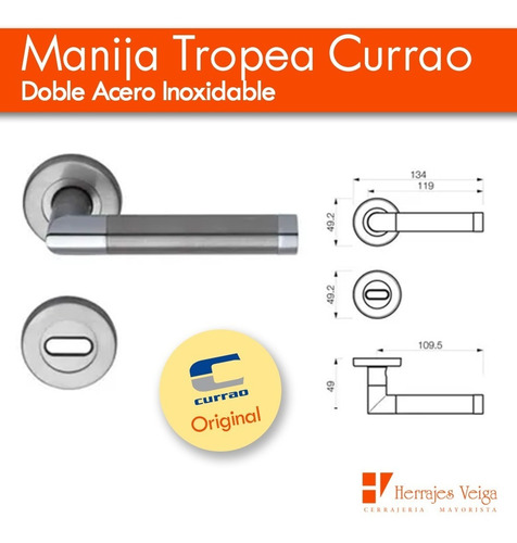 Manija Tropea Picaporte Puerta Currao Doble Acero Inoxidable