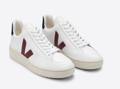 Zapatos Veja V-12 Leather White Marsala Nautico 