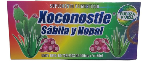 Xoconostle Sabila Y Nopal Fuerza Y Vida C/ 60 Tabletas