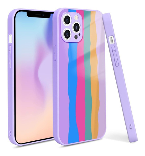 Silicone Case iPhone 12 Pro Max Multicolor Arcoiris Diseños