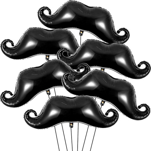 Kit 2 Balão Metalizado Bigode Decoração Cor Preto