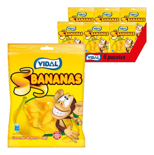 Bala De Goma Vidal Bananas 100g (6 Pacotes)