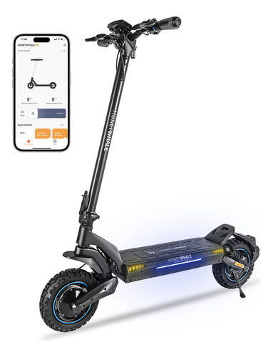 Honey whale T5 Doble 750w*2 Patinete Elétrico Scooter 60km/h Cor Preto