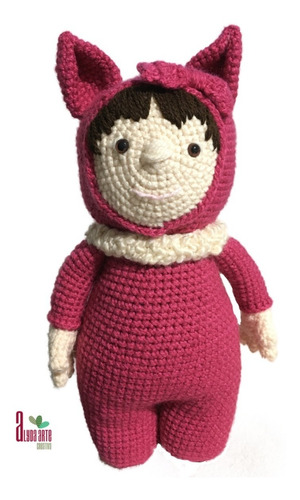 Amigurumi Muñeca Niña Vestida De Zorro Tejida A Mano