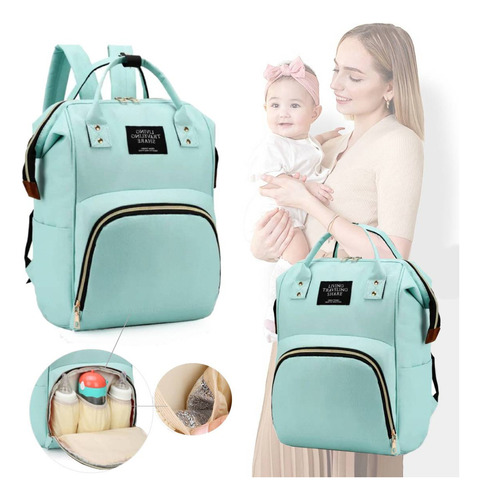 Mochila Bolsa Maternidade Térmica Mamadeira Menino Menina Cor Verde