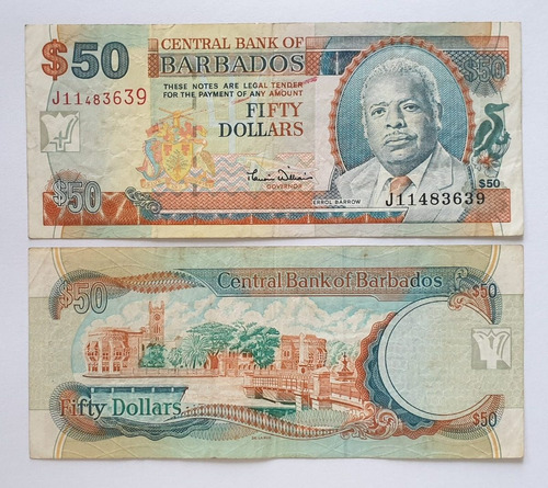 Billetes Mundiales : Barbados 50 Dolares 2000