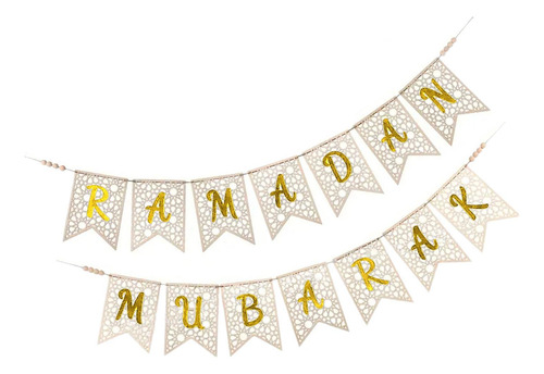 Ramadan Banner Pull Flag Decoraciones Musulmanas Props Oro