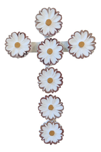 Crucifixo Adornado Em Flores 3d Madeira Maciça Artesanal