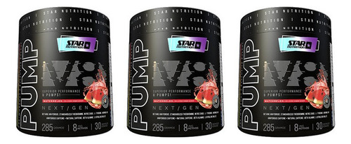 Pre Entreno Pump V8 Next Gen Star Nutrition 285 Gr X 3 Un Sabor Watermelon