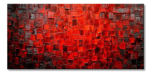 Pintura Al Oleo Moderna Pintada A Mano, Textura Roja, Lienzo