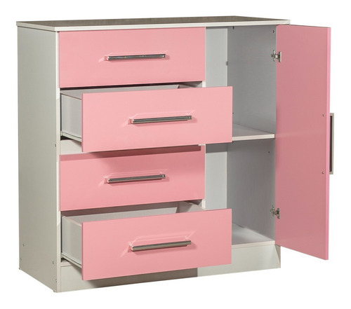 Juego De Dormitorio Bebes Niños Combo Comoda + Ropero Rosa