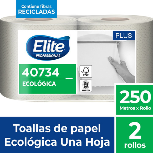 Toalla De Papel H/s Ecológica Classic 250mt X 2 Rollos Elite