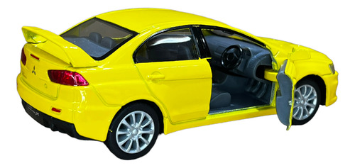 Miniatura Mitsubishi Lancer Evolution X Amarelo Metal 1:36