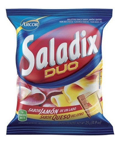 Galletitas Saladix Duo Jamon Y Queso Horneados Snack 25g