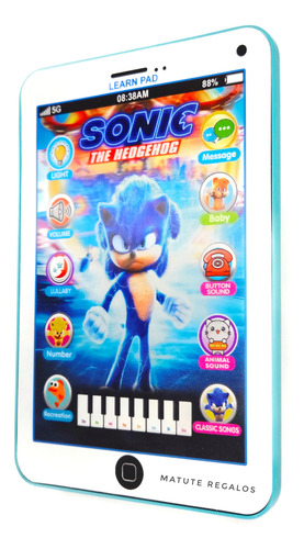 Tablet Juguete Didáctico C/ Luces Sonidos Musica Y Piano Sonic