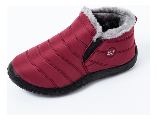 Botas De Nieve Cálidas Para Mujer, Zapatos De Algodón Rojos