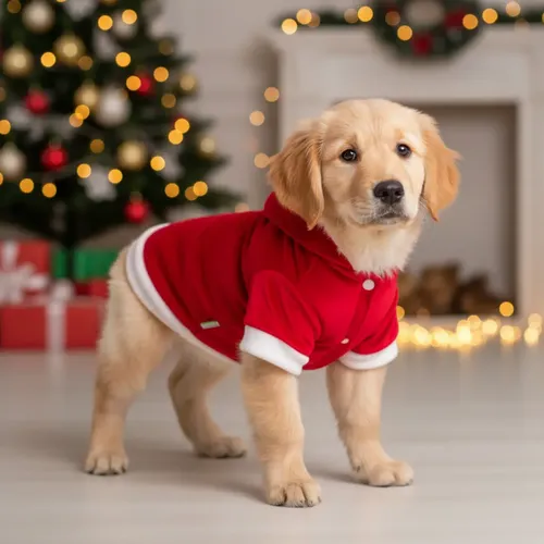 Roupa De Natal Para Cachorro Com Capuz Modernpet Vermelho M ...