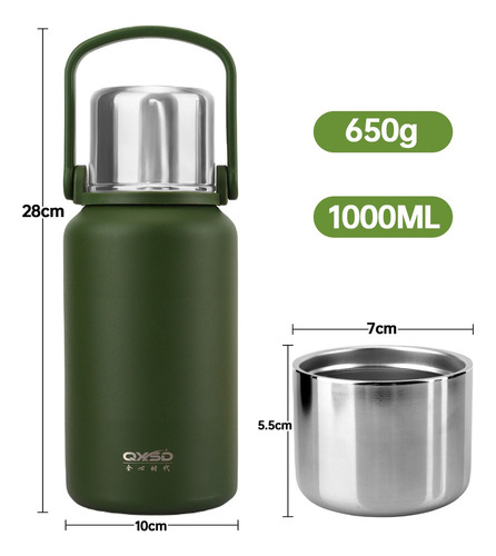Botella Termo Portátil De Acero Inoxidable De 1000 Ml