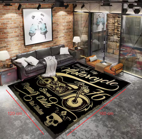 Alfombra Tapete Carpeta Antideslizante Retro Varios Diseños 1.2 M 1.6 M Moto Negra Multicolor