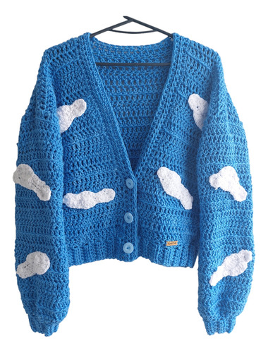 Cardigan Aesthetic Tejido Crochet Flores 3d Nubes Frutillas