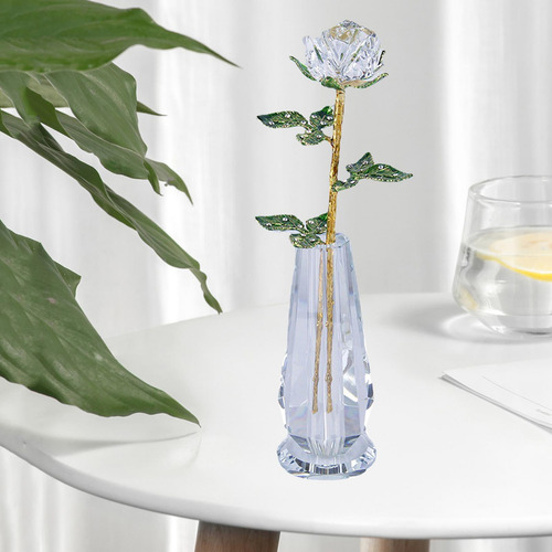 Adorno De Flor De Rosa De Cristal Regalos Centro De Claro
