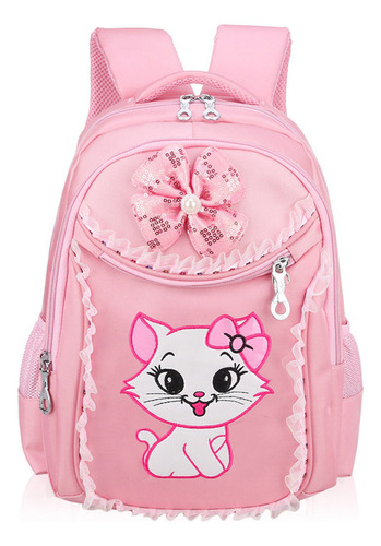 Lindo Bolso Bandolera Con Lazo De Gato Rosa Para Niña Con Es