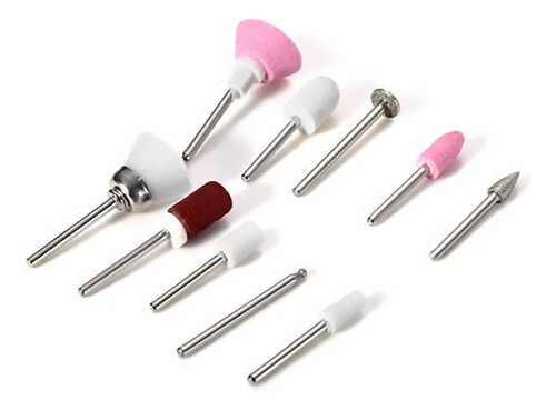 Set Torno Uñas Pedicura Manicura 10 Cabezal Lima Quita Callo