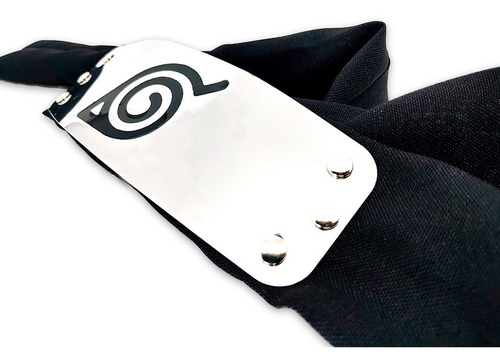 Imagem 2 de 3 de Bandana Naruto Preta Aldeia Da Folha Metal Cravado