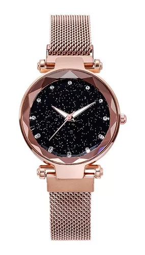 Reloj Mayoreo Iman Mujer Malla Metal Moda Dama Magneto