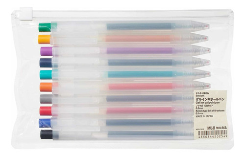 Set Lápices Muji 10 Colores Gel 0,5mm- Japonés