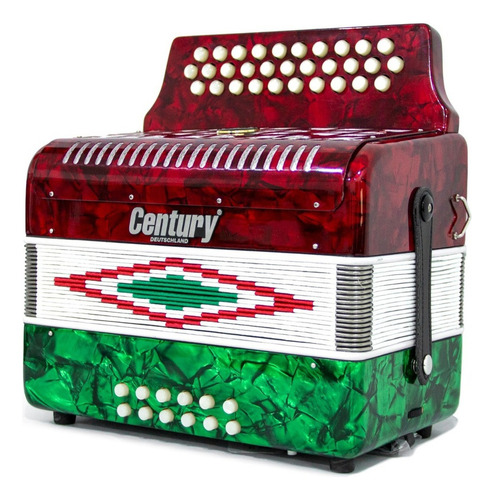 Century C3012b Acordeón 31 Botones 12 Bajos Sol Bandera Msi Color Rojo
