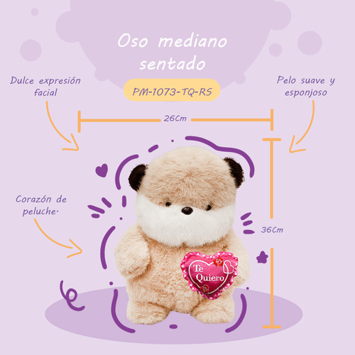 Peluche Regalo San Valentin Oso Sentado Con Corazon Te Amo