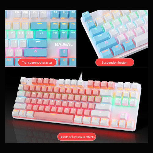 Teclado Mecánico Con Cable 87 Teclas Mixta De Luz Mecánica