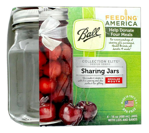 Mason Jars Ball Elite 16 Oz Boca Regular X 4 Unidades