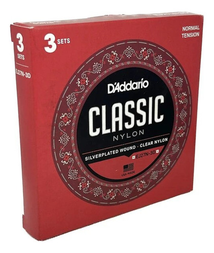 Cuerdas Daddario Clasicc Ej27 Pack 3 Set (envío Gratis) 